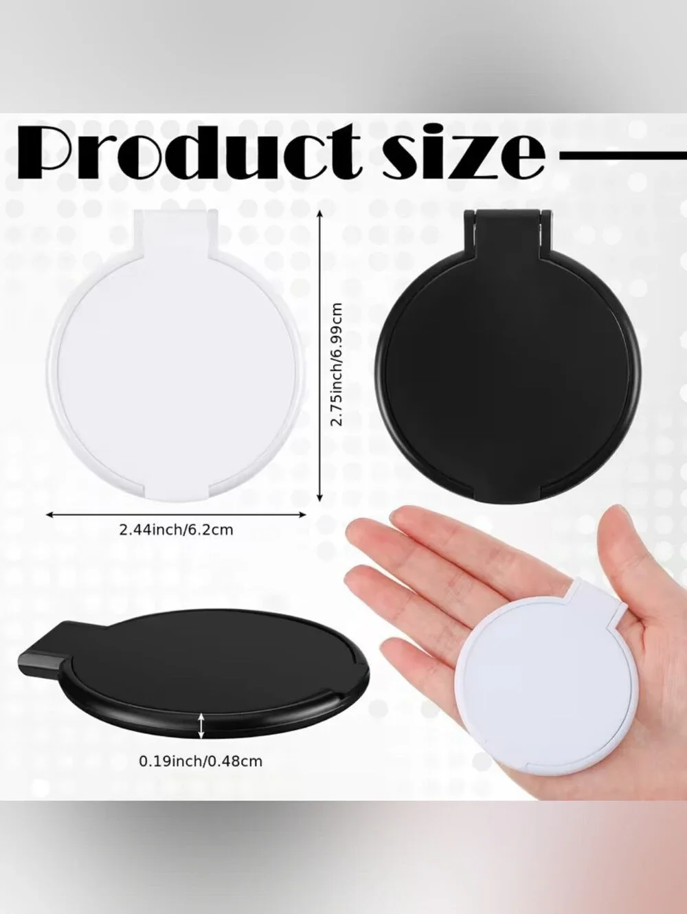 Compact Folding Pocket Mirrors - Black and White Set Of 100